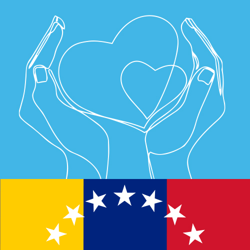Hands holding a heart in the colors of the Venezuelan flag