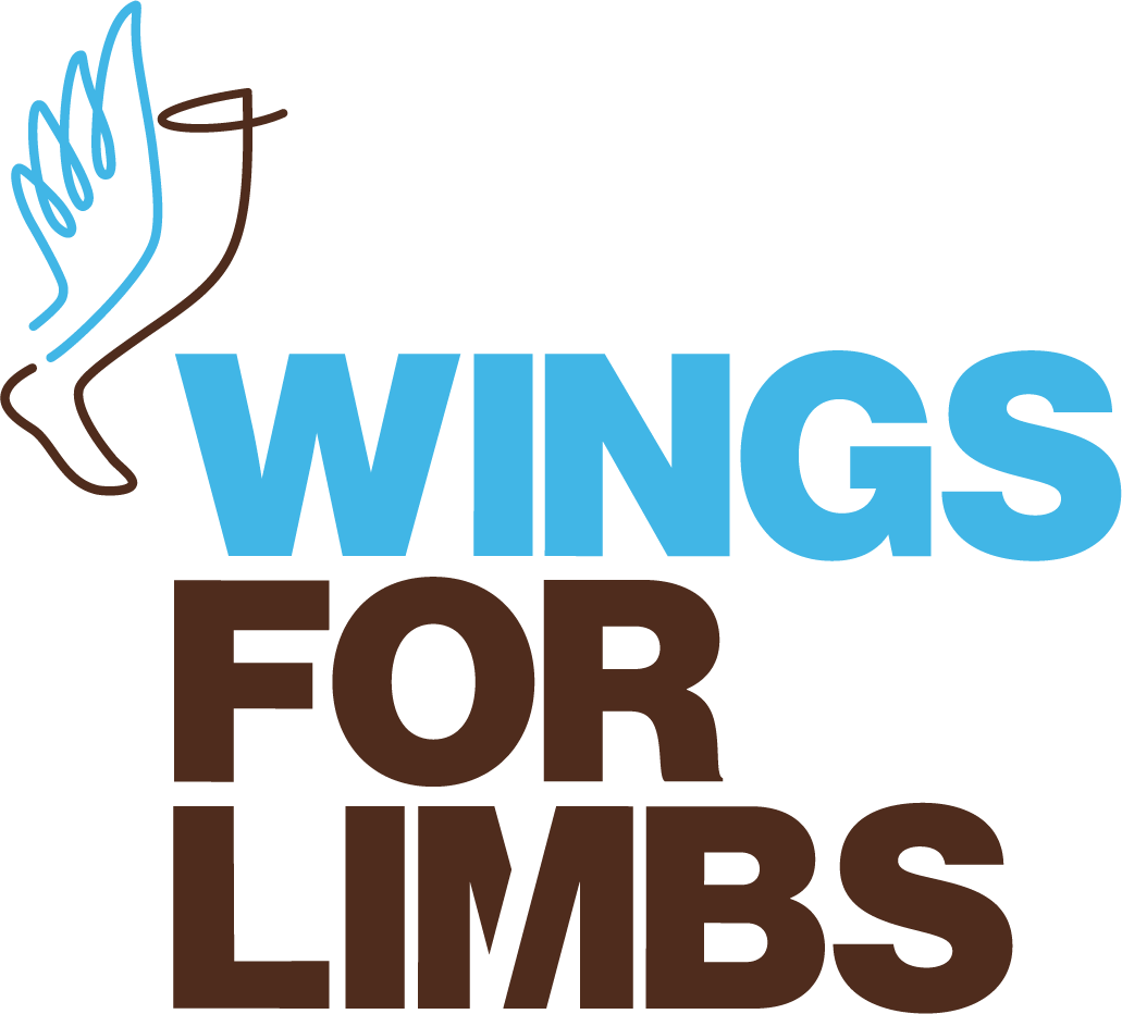 Wings For Limbs Foundation logo — a flying dove cradling a stylized leg, above the stacked wordmark “Wings For Limbs”